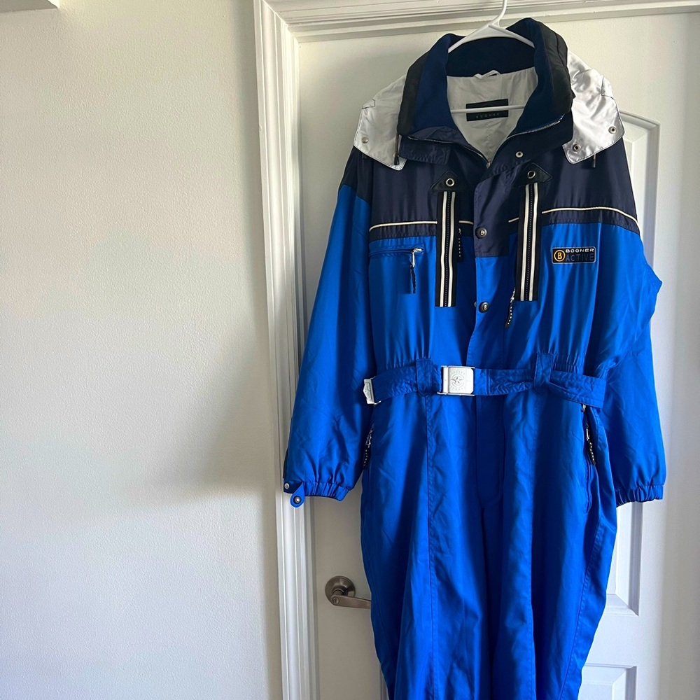 Bogner Ski Suit One Piece Snowsuit Snow Bib Active Sport Vtg Blue